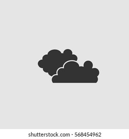 Clouds icon flat. Black pictogram on grey background. Vector illustration symbol