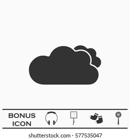 Clouds icon flat. Black pictogram on white background. Vector illustration symbol and bonus button