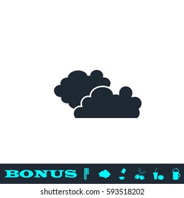 Clouds icon flat. Black pictogram on white background. Vector illustration symbol and bonus button