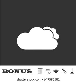 Clouds icon flat. White pictogram on black background. Vector illustration symbol and bonus icons