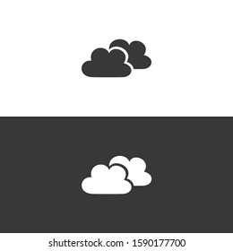 Clouds. Icon on black and white background. Weather vector illustration