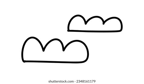 Conjunto de iconos de nubes. Ilustración de signos meteorológicos de la línea Doodle