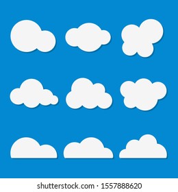 Clouds icon set Vector illustration, flat design clouds collection.