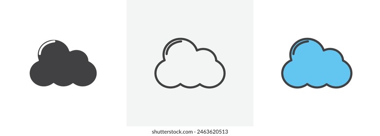 Clouds icon set. Weather forecast icons for cloudy conditions.