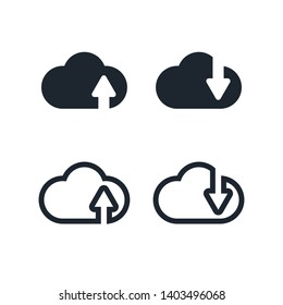 Clouds Icon Set,Upload and download online data storage icons.