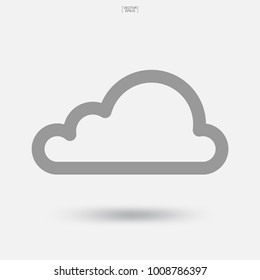Clouds icon with soft shadow. Vector illustration.