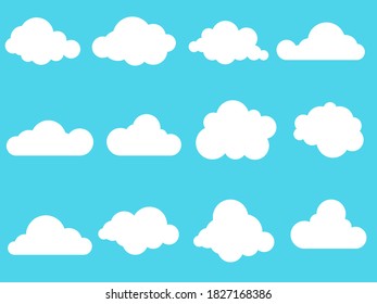 Clouds icon, vector illustration. Cloud symbol or logo, different clouds set