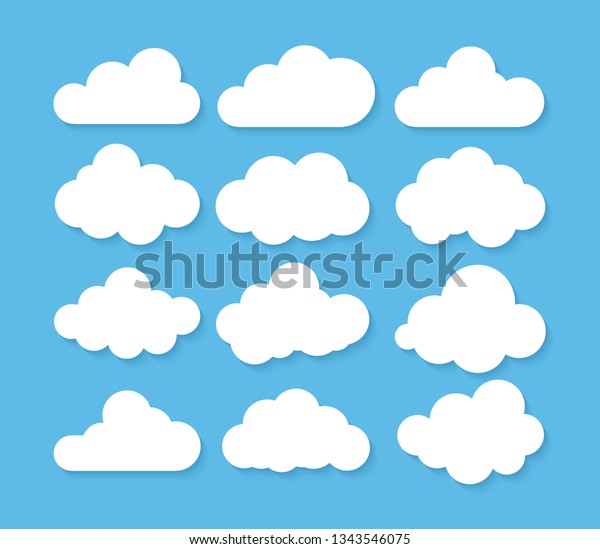雲のアイコン ベクターイラスト 雲のシンボルまたはロゴ 異なる雲セット のベクター画像素材 ロイヤリティフリー