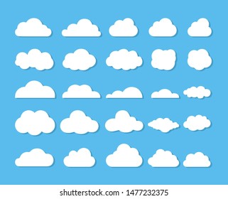 Clouds icon, vector illustration on blue background.