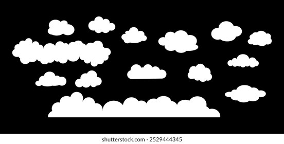 Clouds Icon vector illustration, Set of clouds symbol isolated, sky view, cloud clipart, clouds sign vector. sky blue, white cloud illustration.