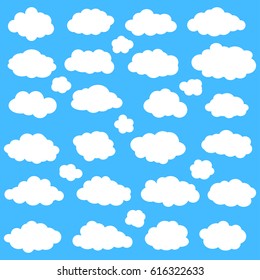 Clouds icon vector on blue background