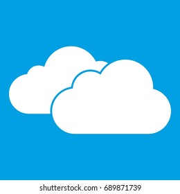 Clouds icon white isolated on blue background vector illustration