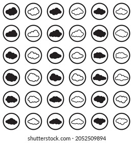 Iconos nubes. Diseño Plano Negro En Círculo. Ilustración vectorial.