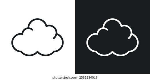 Clouds icons in black and white liner strokes for web design.