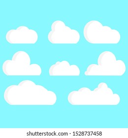 Clouds icons . Collection of clouds for web, poster, placard and wallpaper.  - blue background (vector style)