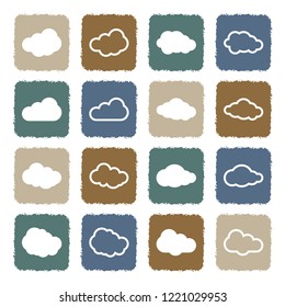 Clouds Icons. Grunge Color Flat Design. Vector Illustration. 