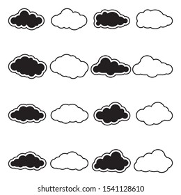 Clouds Icons. Line With Fill Design. Vector Illustration.