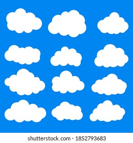 Clouds icons on blue fon