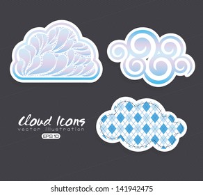 clouds icons over black background vector illustration