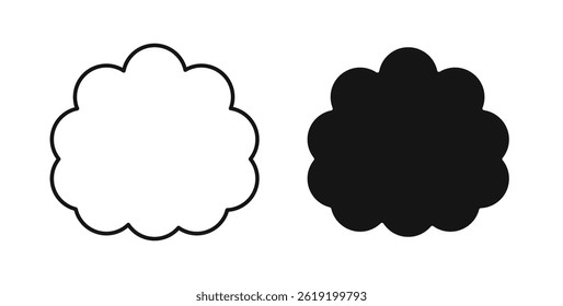 Iconos de las nubes fijados en colores negros sobre fondo blanco