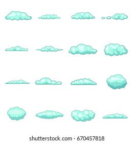 Clouds icons set. Cartoon illustration of 16 clouds vector icons for web