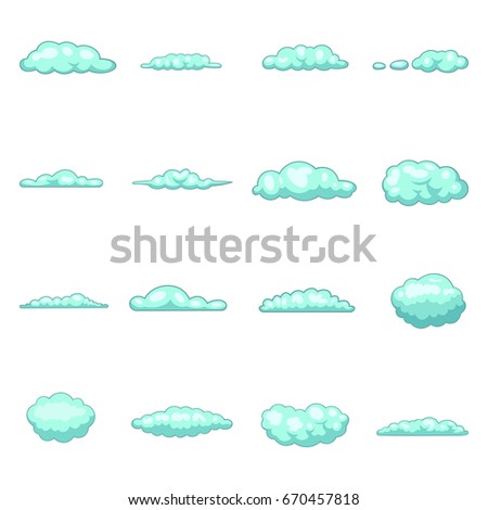 Clouds icons set. Cartoon illustration of 16 clouds vector icons for web
