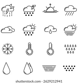 Clouds icons set, set van wolken in verschillende vormen