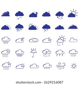 clouds icons set , set of clouds in different forms