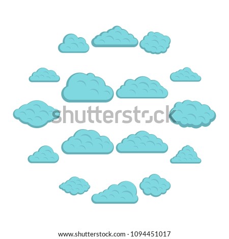 Clouds icons set in flat style isolated vector illustration