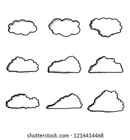 clouds icons set. isolated objects silhouettes.