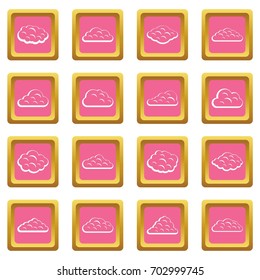 Clouds icons set in pink color isolated vector illustration for web and any design