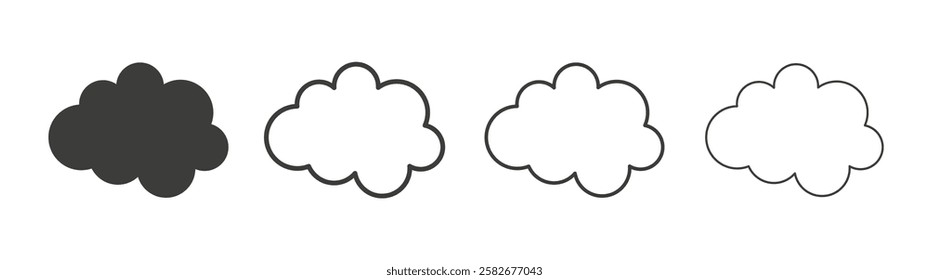 Clouds icons set vectors graphic designs