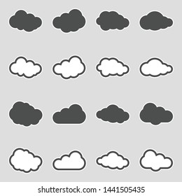 Clouds Icons. Sticker Design. Vector Illustration.