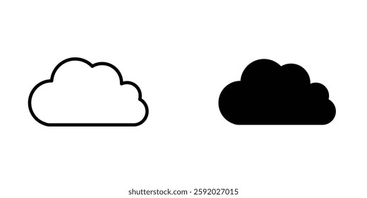 Clouds icons. stroke line and black solid icons