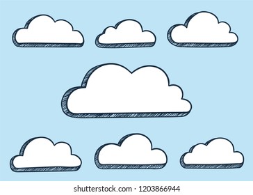 Clouds illustration on blue background