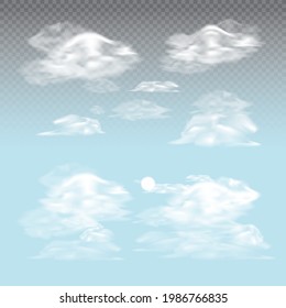 Clouds isolated on transparent background.