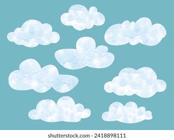 clouds isolated on white background. Hand drawn watercolor illustration