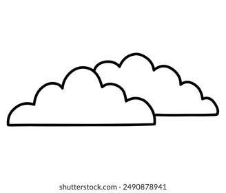 Clouds isolated on white background. Vector hand-drawn illustration in doodle style. Perfect for decorations, logo, various designs.