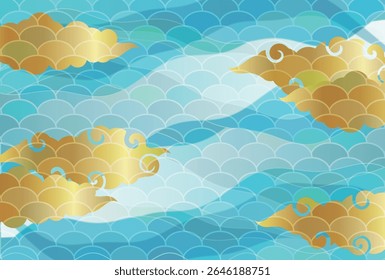 Nuvens Padrão Japonês Nengajo Fundo