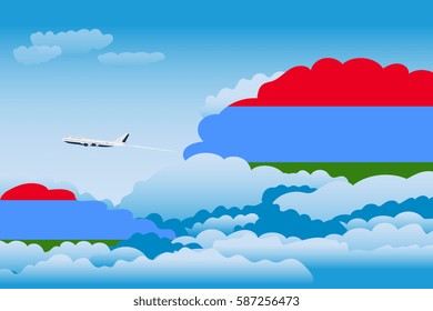 Clouds with Karelia Flags, Aeroplane Flying