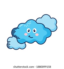 clouds kawaii weather comic characters vector illustration design