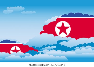 Clouds with Korea, North Flags