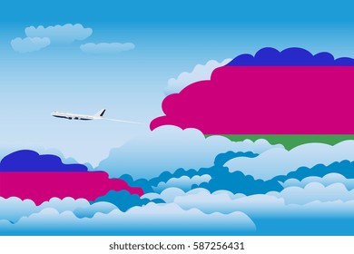 Clouds with Kuban Peoples Republic Flags, Aeroplane Flying