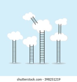 clouds and ladder Success concept