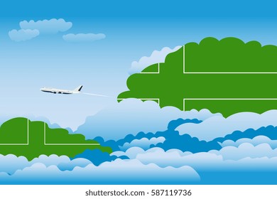 Clouds with Ladonia Flags, Aeroplane Flying
