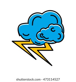 Clouds and lightning colored doodle