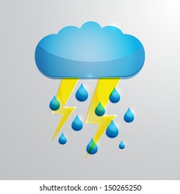 Clouds with lightning glass style weather icon