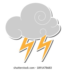 clouds and lightning hand drawn doodle stickers design vector illustration