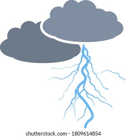 Clouds And Lightning Icon. Flat Color Design. Vector Illustration.