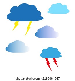 Clouds of lightning. Overcast sky, rainy day. Vector illustration. stock image.